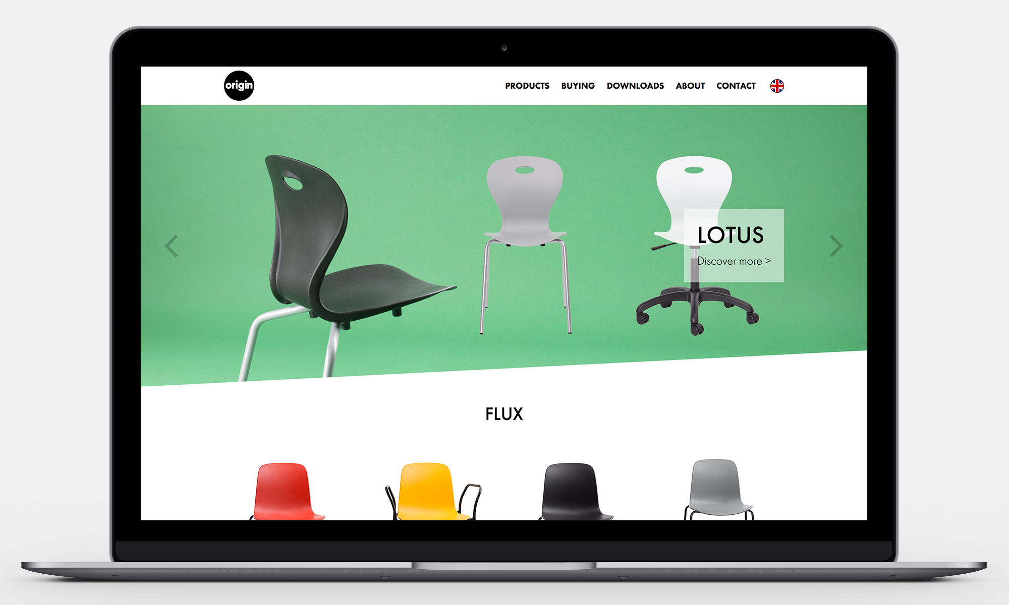 Origin Furniture Website Homepage