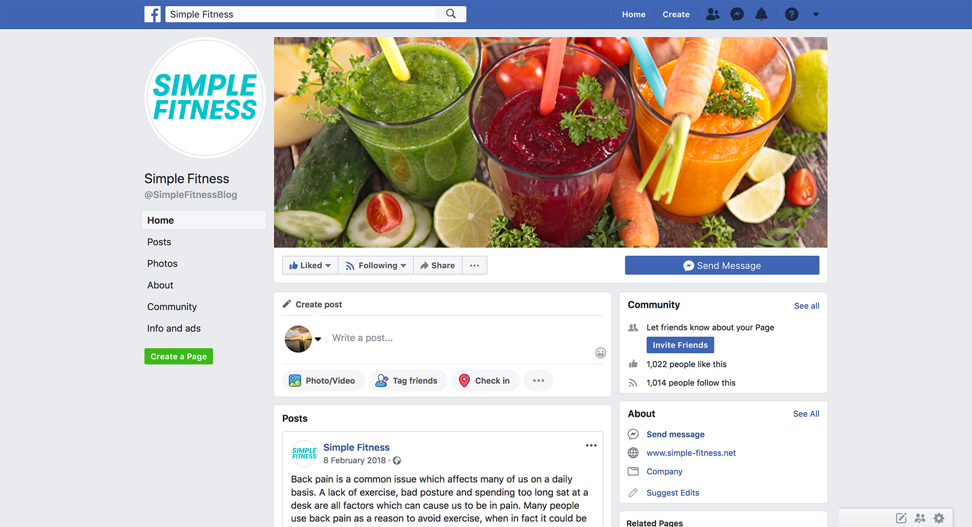 Simple Fitness Facebook Page